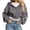 Dark Gray, variant on XRoczxe Women Solid‑Color Cropped Zip‑Up Hooded Jacket, Long Sleeve Drawstring Casual Short Hoodie Outerwear With Side Pockets