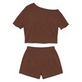 thumbnail image 3 of Naittoop Womens Matching Lounge Sets 2 Piece Off The Shoulder Short Sleeve Top and Biker Shorts Casual Travel Vacation Outfits, 3 of 5