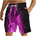 thumbnail image 2 of QATAINLAV Men's Shorts Casual Classic Fit Drawstring Beach Shorts Fashion Flame Print Workout Shorts with Pockets Hawaiian Big and Tall Board Shorts Best Sales Today Purple 3XL, 2 of 5