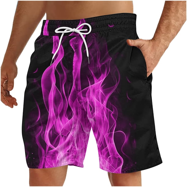 Pantalones Cortos Deportivos para Hombre, Pantalones Cortos de Playa con Cordón Impreso para el Día de la Independencia con Bolsillo Hechos de 95% Poliéster 5% Spandex, Pantalones Cortos Deportivos Pa