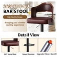 thumbnail image 5 of ClinQ Swivel Adjustable Bar Stools Set of 3, PU Leather Upholstered Bar Chairs with Bentwood Backrest and Hydraulic Lift for Kitchen Island, Brown, 5 of 9