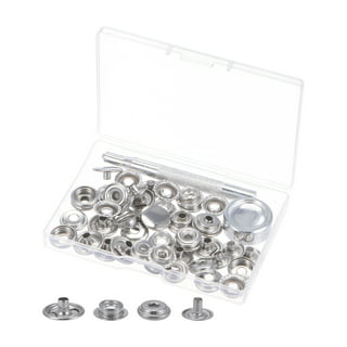 Unique Bargains 50 Sets Screw Snap Fasteners Kit 10mm Copper Snaps with Tool, Silver Tone - Silver Tone