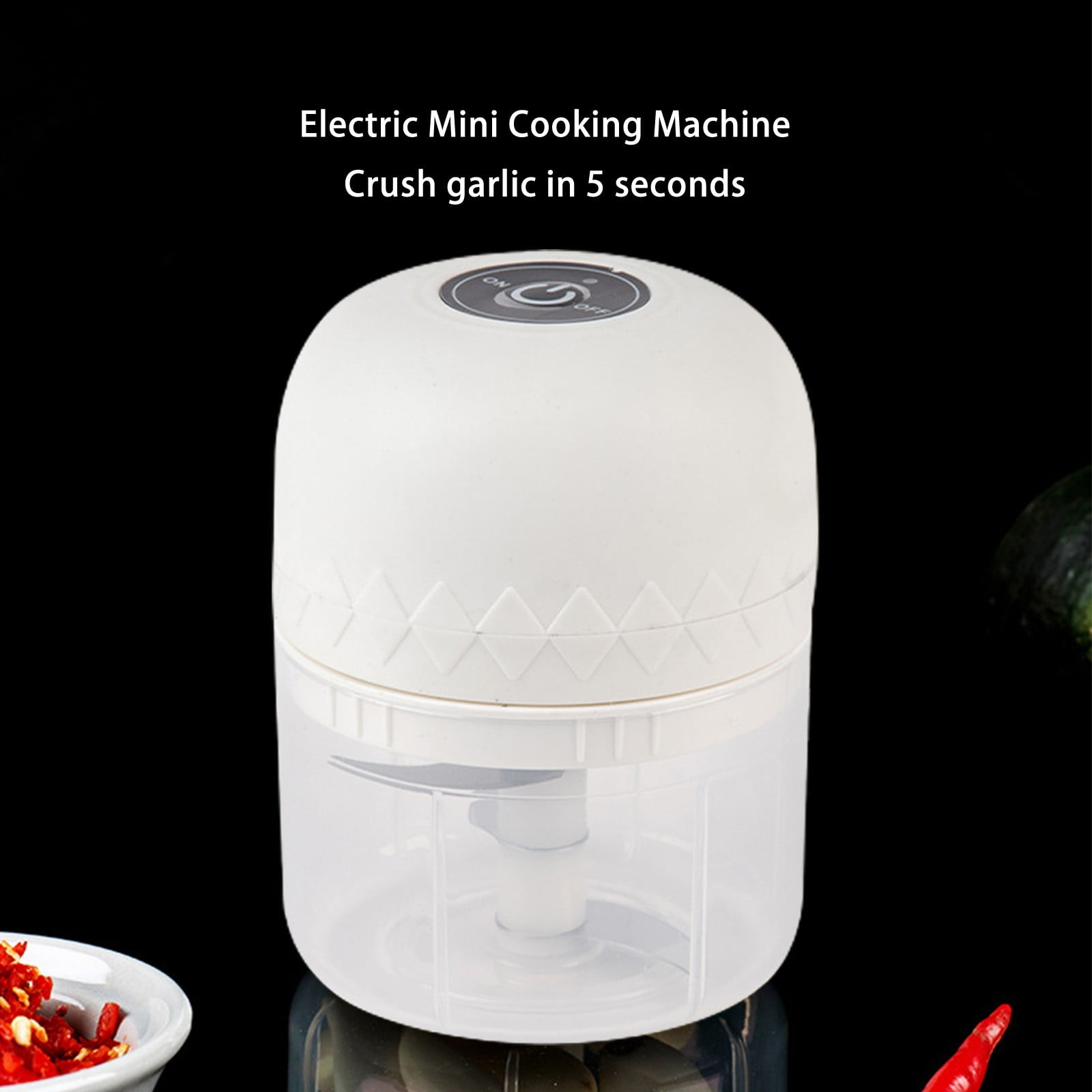 openpig Electric Garlic Chopper, Mini Portable Veggie Chopper, 250ML Garlic Grinder Masher Onion Chopper, Blender to Vegetable, Wireless Food Processor for Ginger, Chili, Fruit, Meat, etc