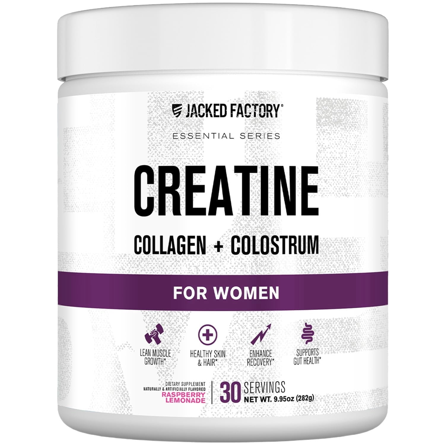 Jacked Factory Creatine for Women - Creatine Monohydrate with Collagen + Colostrum to Support Workout Performance, Lean Muscle Growth, Healthy Hair, Skin, & Nails - 30 Servings, Raspberry Lemonade