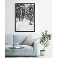 thumbnail image 2 of IDEA4WALL Framed Canvas Art Wall Decor Snow Pine Trees in Winter Nature Forest Watercolor Minimalism Modern Scenic Dramatic Black and White for Dorm Home Office - 16"x24", 2 of 4
