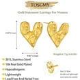 thumbnail image 5 of Gold Rectangle Stud Earrings For Women, Gold statement Earrings Dainty Thick Stud Earrings Gold Square Heart Pearl Wrinkle Irregular Drop Earring Minimalist Geometric Earrings, 5 of 5