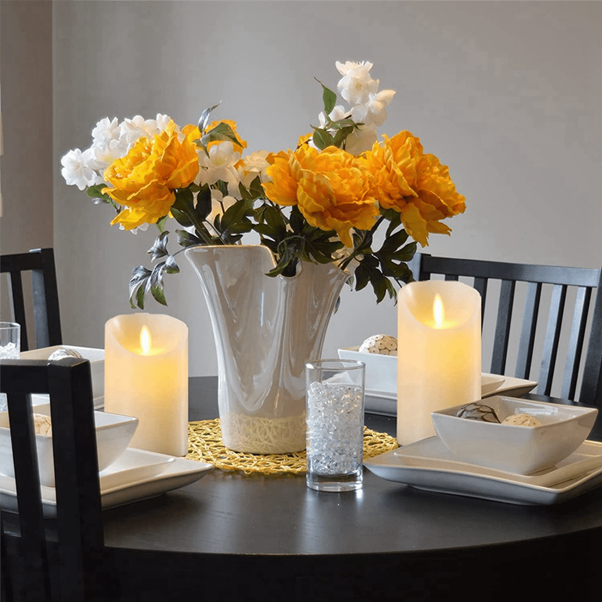 4X LED Candles, Flickering Flameless Candles, Rechargeable Candle, Real Wax Candles with Remote Control,12.5cm A
