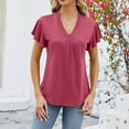 thumbnail image 2 of ZyeKqe Womens Summer Tops Ruffle Short Sleeve Shirts Casual V Neck T-Shirt Loose Blouses, 2 of 5
