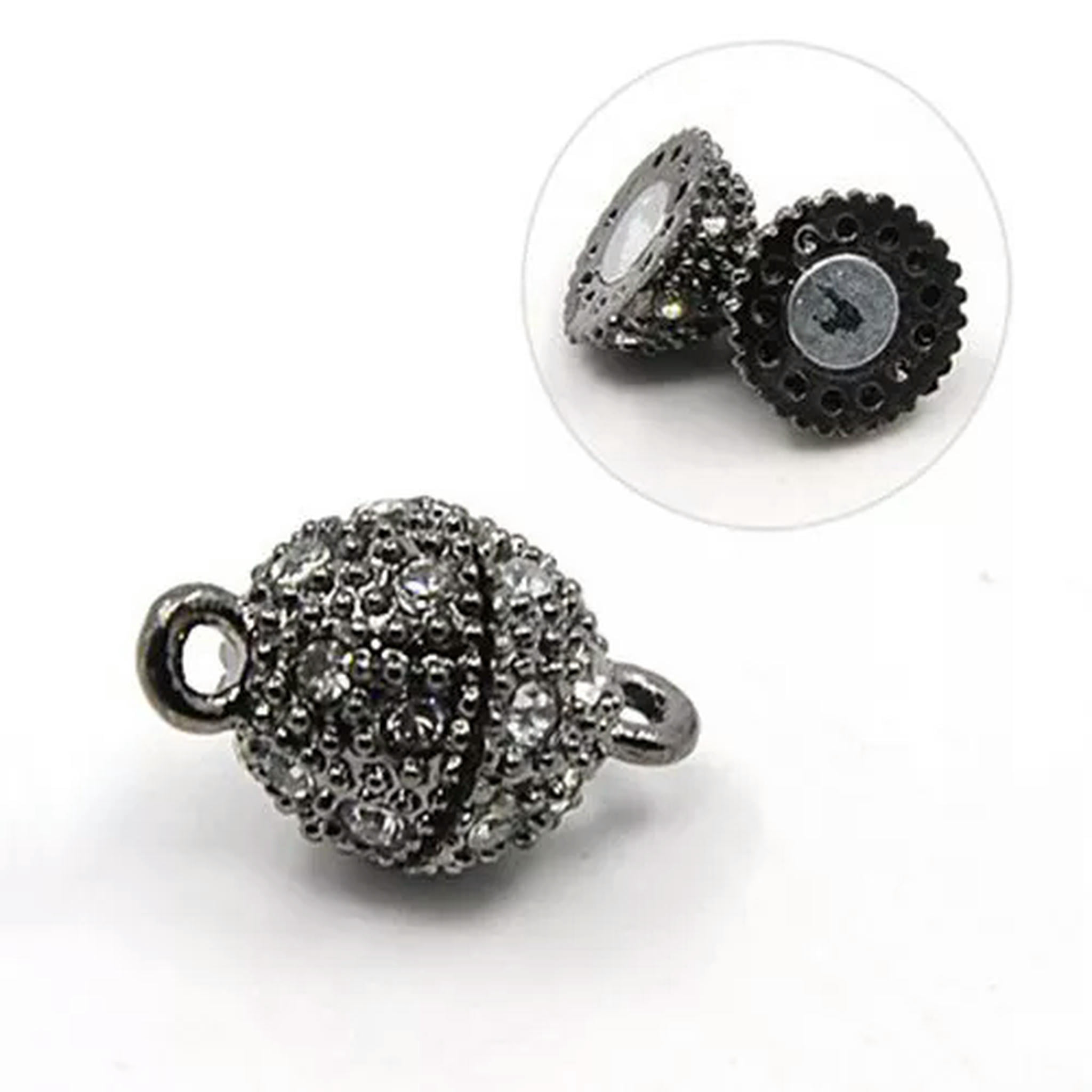 EOEMY 50 Set Oval Alloy Rhinestone Magnetic Clasps Magnet Converter Jewelry 16X10mm-Mixed Color