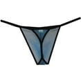 thumbnail image 3 of 3PACK Botmois Men's Mesh T-back Bikini Bottoms Briefs See-through Thong Underwear Low-rise Tangas Soft G-String Ultrathin Boyshort Blue/Black/Purple M, 3 of 5