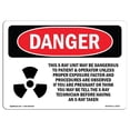 thumbnail image 1 of SignMission OS-DS-A-1218-L-2527 12 x 18 in. OSHA Danger Sign - This X-Ray Unit May Be Dangerous, 1 of 1