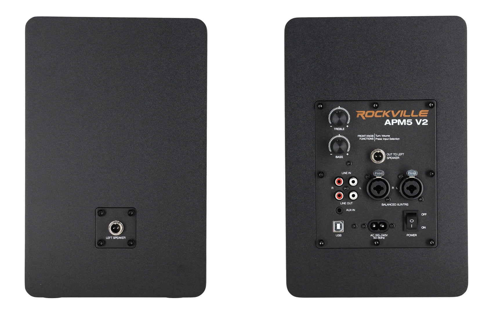Rockville APM5B V2 5.25" Active Powered Studio Monitor Speakers with USB and Bluetooth Black
