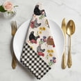 thumbnail image 2 of Farmhouse Rooster Cloth Napkins, Vintage Watercolor Flowers Black Plaid Washable and Reusable Dinner Napkins Set of 2, Table Napkin for Kitchen Party Birthday Wedding Hotel Housewarming 20"x20", 2 of 9