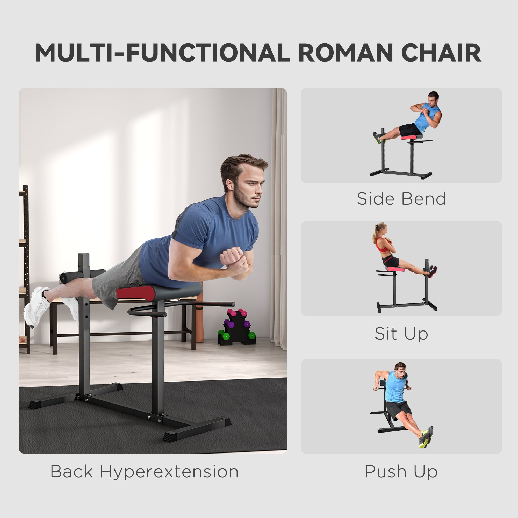 Soozier Back Extension Roman Chair for Back Abdominal Gluteal Training Walmart