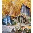 thumbnail image 3 of Ambesonne Waterfall Duvet Cover Set, Historic Mill Autumn, 2-Calking, Yellow Brown, 3 of 7