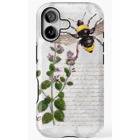 Cottagecore Thyme Herb Bumble Bee Nature Art Phone Case for iPhone 11 12 13 14 15 16 17 Pro Max