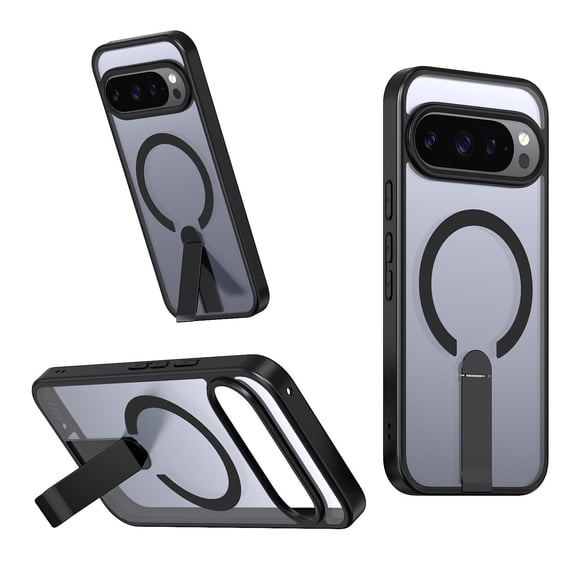 for Google Pixel 10a Case with Kickstand, Support Wireless Charging, Compatible with Magsafe, Military-Grade Protection Shockproof Slim Fit Bracket Back Case for Google Pixel 10a, Black