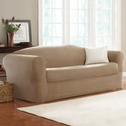 Suede Loveseat and Sofa Slipcover, Brownstone