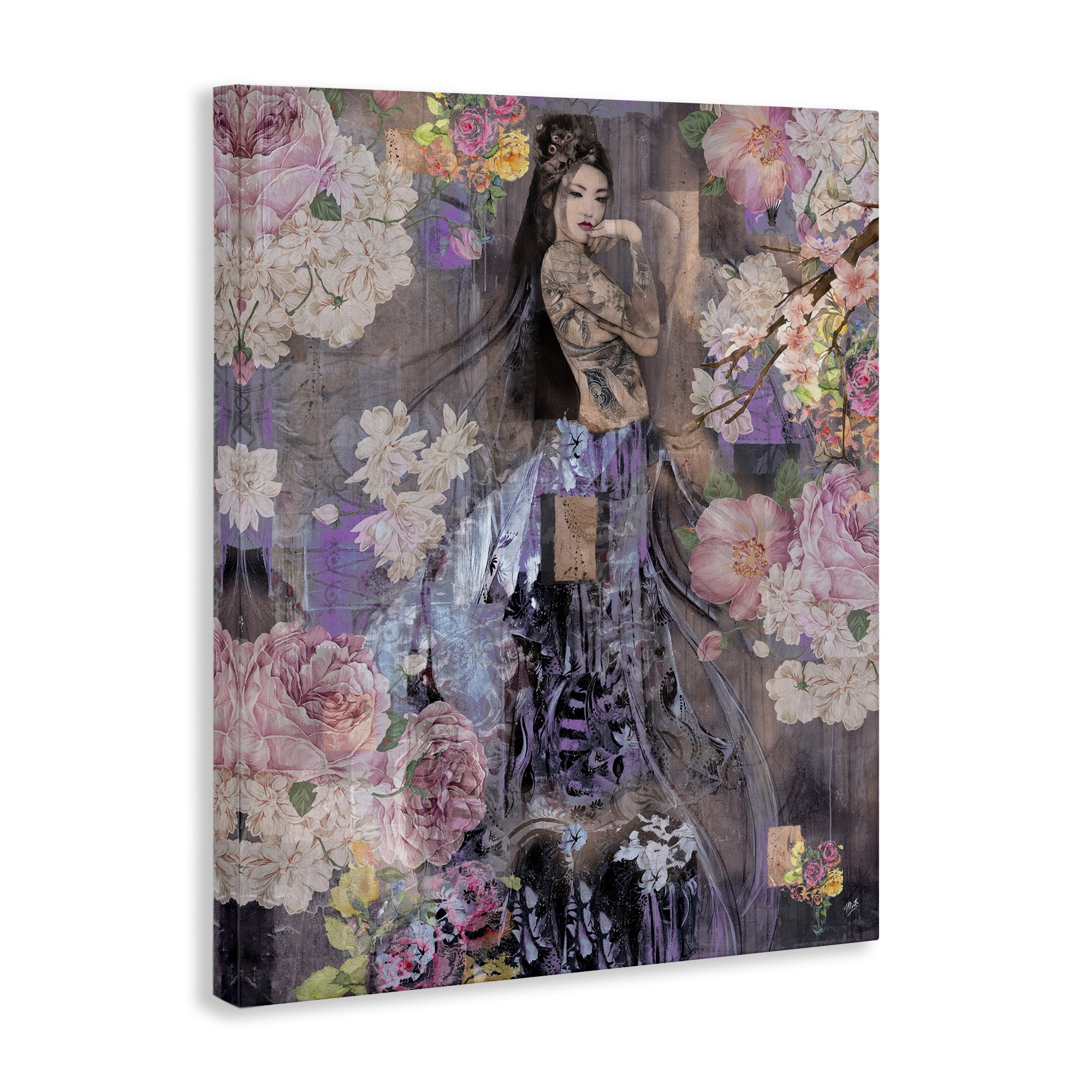 Stupell Industries Expressive Flowers & Woman People Painting Wrapped Canvas Art Print Wall Art, 16 x 20