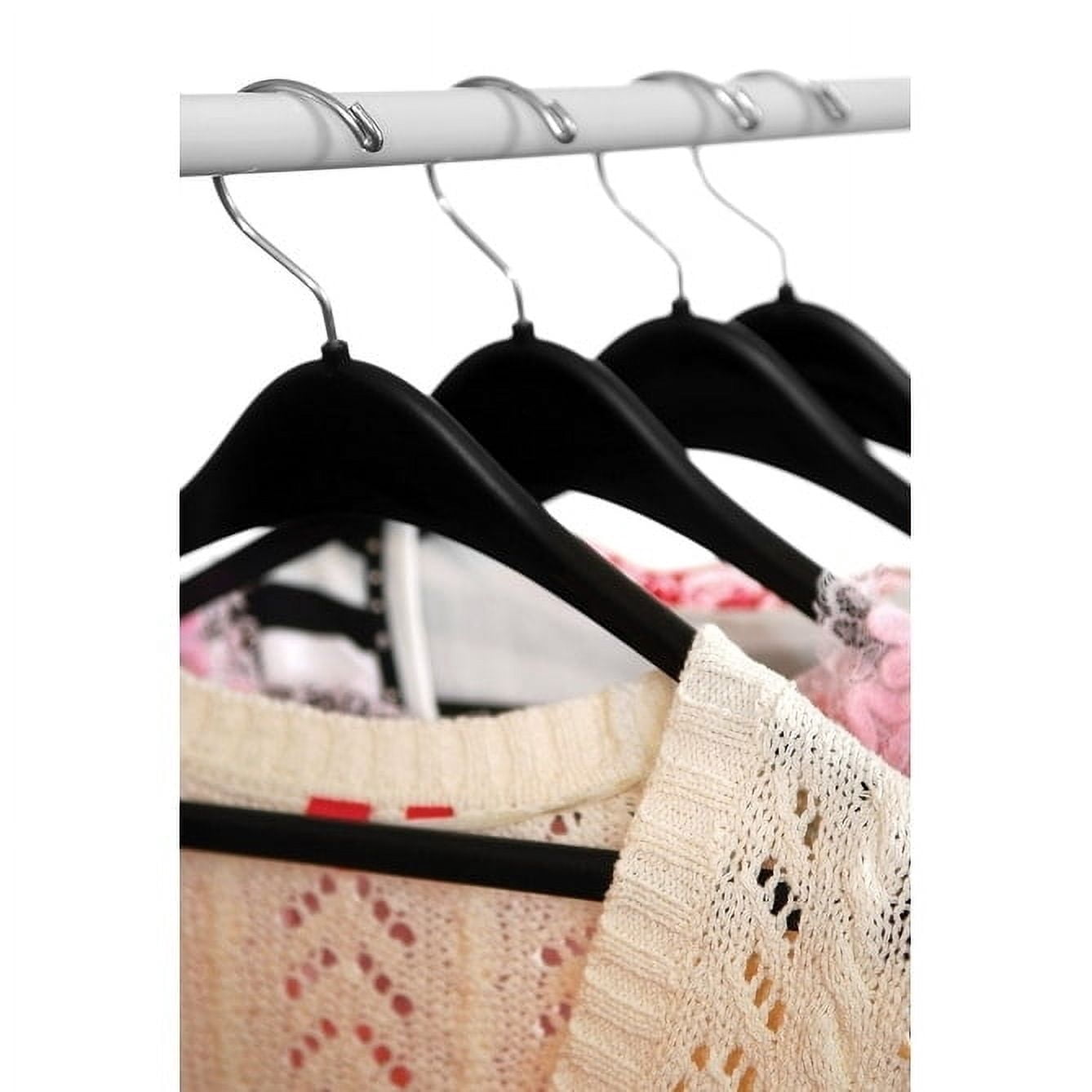 Matte Black Plastic 19 Inch Curved Suit Hanger w/ Fixed Pant Bar, Box of 100 Oversized 1/2 Inch Thick Durable Coat Hangers w/ 360 degree Chrome Swivel Hook for Coat or Jacket, by International Hanger
