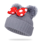 thumbnail image 1 of Gorro de punto con doble pompón para invierno para niños pequeños, 1 of 5