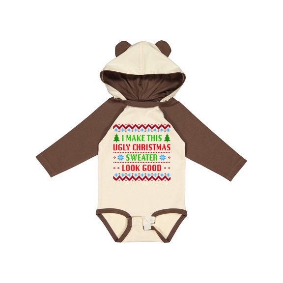 Inktastic I Make This Ugly Christmas Sweater Look Good Boys or Girls Long Sleeve Baby Bodysuit