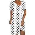 thumbnail image 2 of Sakmal Short Sleeve Spring Dresses for Women 2025 Mini Shift V Neck Polka Dot White Dresses S-2XL, 2 of 5