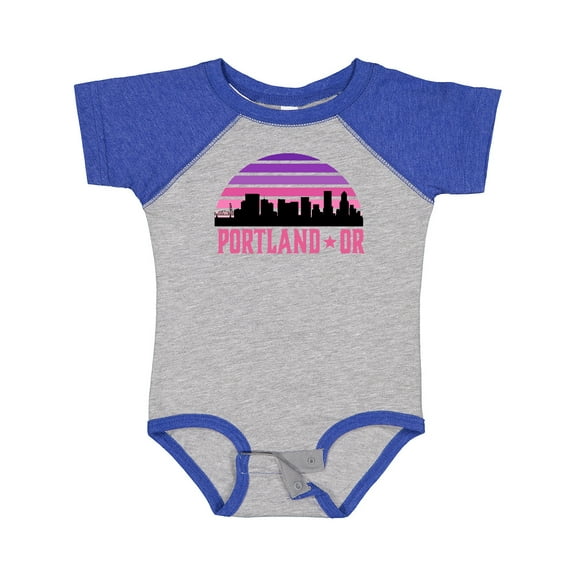 Inktastic Portland Oregon Retro Sunset Skyline Girls Baby Bodysuit