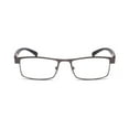 thumbnail image 4 of 2 Pairs of Rectangular Classic Business Progressive Reading Glasses 1.50 for Men, Metal Spring Hinge Temple Readers, Gunmetal Vintage Presbyopic Glasses +1.50 Strength, 4 of 7