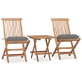 thumbnail image 1 of Juego de comedor plegable para patio VidaXL de madera de teca con cojines, 3 unidades, 1 of 9
