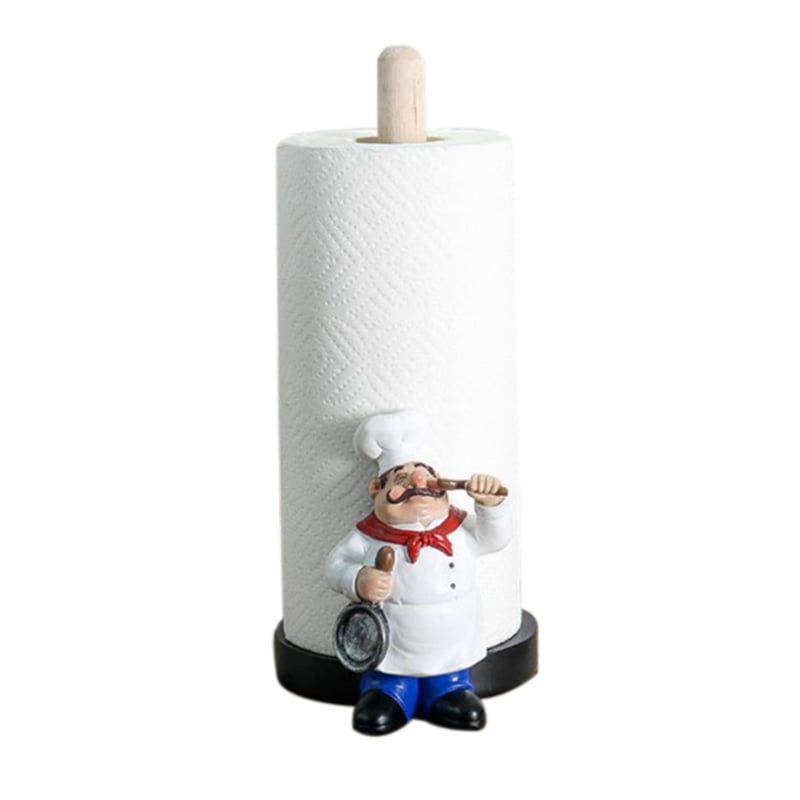 Resin Chef Double-Layer Paper Towel Holder Figurines Creative Home Cake Shop Restaurant Crafts Decoration Ornament A