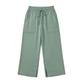 thumbnail image 7 of Byoo Girls Split Hem Capri Pants Drawstring Waist Beach Vacation Relaxed Fit Casual Cropped Trousers, 7 of 7