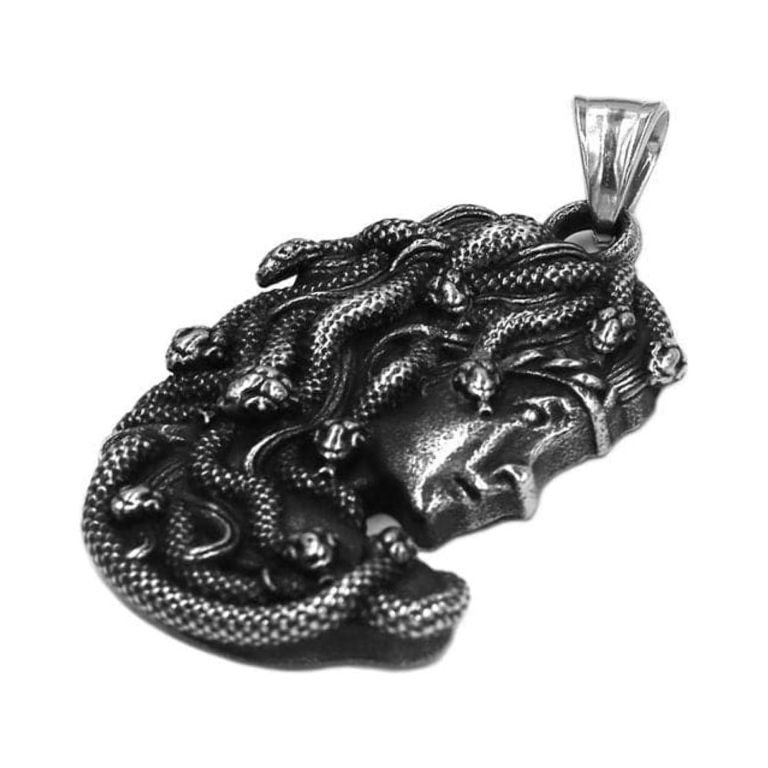 Medusa Necklace Stainless Steel Mythological Snake Woman Gorgon