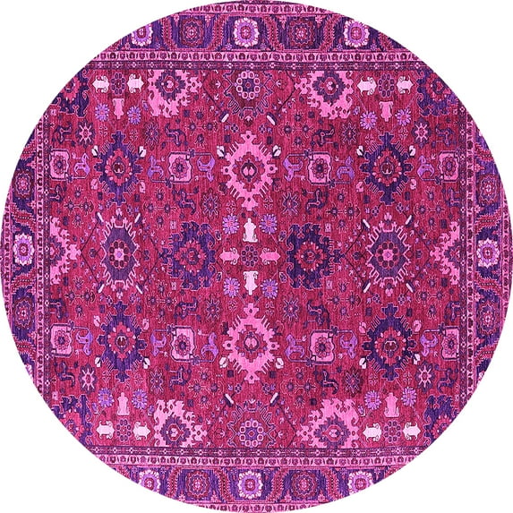 Ahgly Company Indoor Round Oriental Pink Industrial Area Rugs, 6' Round