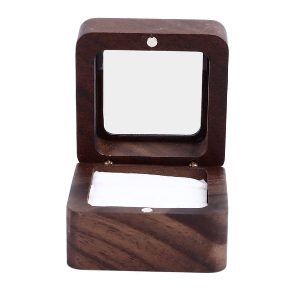 Riousery Elegant Wooden Double Ring Box Case with Transparent Lid for Wedding Ceremony Engagement Proposal, Premium Storage Display Keepsake Organizer, 1.97 inches / 5 cm, White