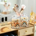 thumbnail image 3 of Yayeee 2 Pack Qtip Holder Bathroom Cotton Swab Canister with Lid Clear Dispenser Set, Cute Rainbow, 3 of 6