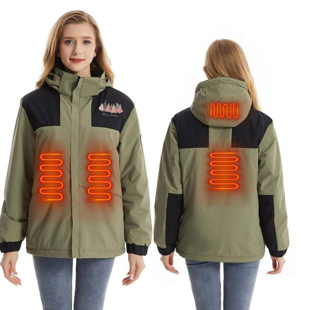 Chaquetas y abrigos casuales de manga larga con capucha, con USB, temperatura constante, calefactables, resistentes al viento, talla grande, para hombre y mujer, invierno, 4 unidades