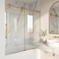thumbnail image 2 of VIGO Elan 56 to 60 in. W x 66 in. H Sliding Frameless Tub Door in Matte Brushed Gold with 3/8 in. (10mm) Clear Glass, 2 of 12