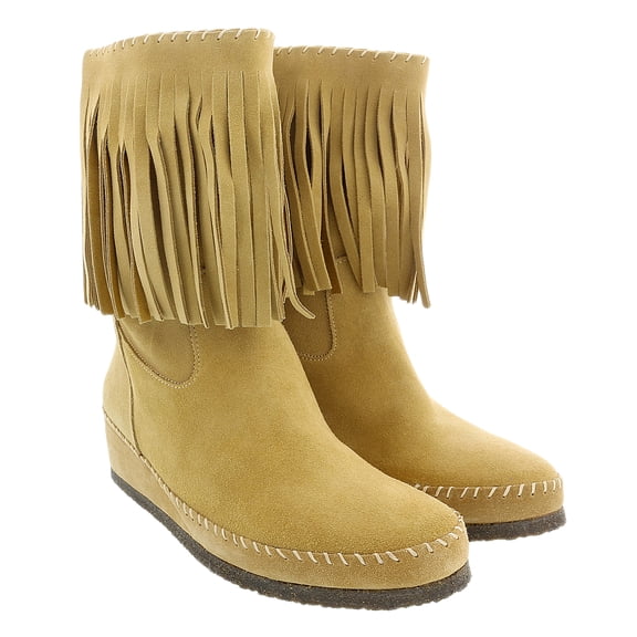 Daniela Fargion Dark Brown Suede Mid Calf Low Wedge Heel Boots-12 for Womens