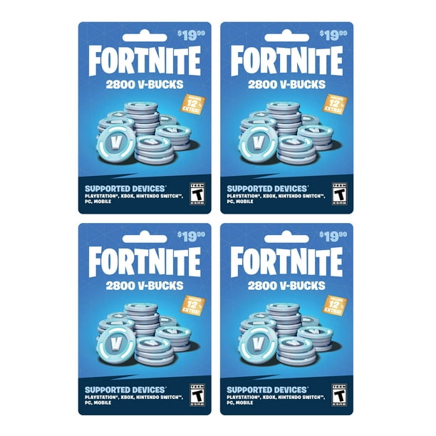 Fortnite 11,200 VBucks, (4 x 19.99 Cards) 79.96