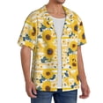 thumbnail image 2 of Sikiie Striped Sunflower Daisy Men's Wrinkle Free Untucked Cuban Shirt Business Casual Button Down Shirts Short Sleeve ShirtX-Large, 2 of 5