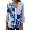 thumbnail image 2 of Cardigans pour Femmes Mode Manches Trois-Quarts 4/3 Manches Bouton Cardigan Veste Haut Cardigan Mignon en Liquidation, 2 of 5