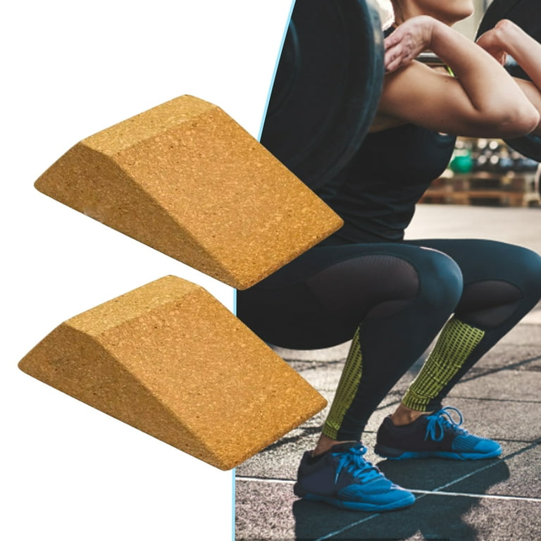 Hesroicy 1 Set Strong Bearing High Density Yoga Blocks with Storage Bag  Anti-deformed Non Slip Cork Squat Wedge Bricks Fitness Supplies 
