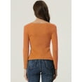 thumbnail image 4 of Unique Bargains Women's Pullover Sweater Long Sleeve Sweetheart Neck Sweater Top Orange M, 4 of 6