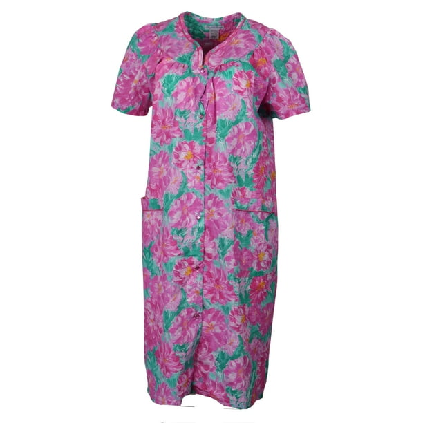 Elegant Emily Women's SnapFront Duster Robe With Pockets Pink