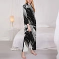 thumbnail image 3 of Honeii Fluid Black White Paint Swirls Print Women's Pajama Sets Long Sleeve Button Down Sleepwear Nightwear Soft Pjs Lounge Sets 2PCS-X-Large, 3 of 7