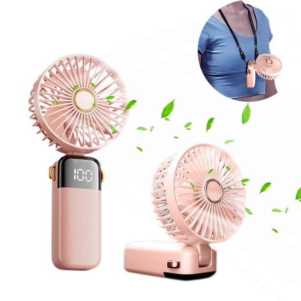 XWSHYW Admirador Ventilador Digital, Recargable Usb, 5 Velocidades, Pequeños, Puertos y Mano