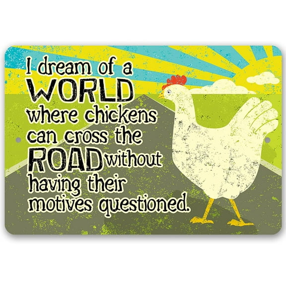 Chicken Coop Sign - Chicken Cross The Road - Durable Metal Sign - Use Indoor/Outdoor - Makes a Cute and Funny Chicken Farm Décor Under $25 (12" x 18")