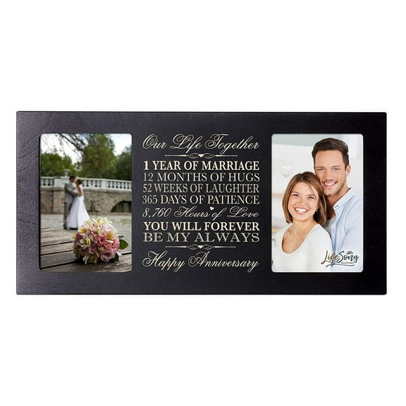 LifeSong Milestones 1st Wedding Anniversary Tabletop Picture Frame Holds 2 4x6 Photos