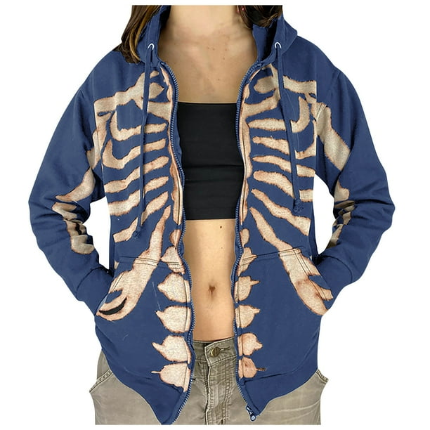 De Sudadera con capucha y cremallera con gráfico vintage para mujer, chaqueta de calle E-Girl de los años 90
